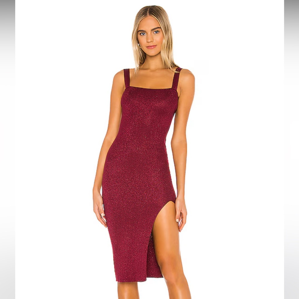 Revolve Dress in Metallic Burgundy